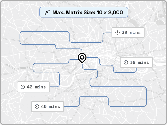 map with origin and 4 destinations